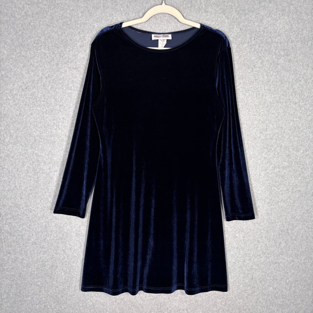 Vintage‎ Maggy London Velvet Mini Shift Dress Large Navy Whimsigoth Artsy Fairy